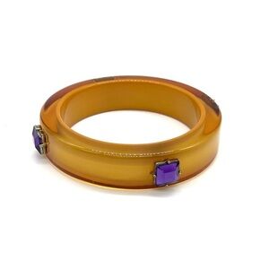 Lucite Bangle Bracelet with Amethyst Accent